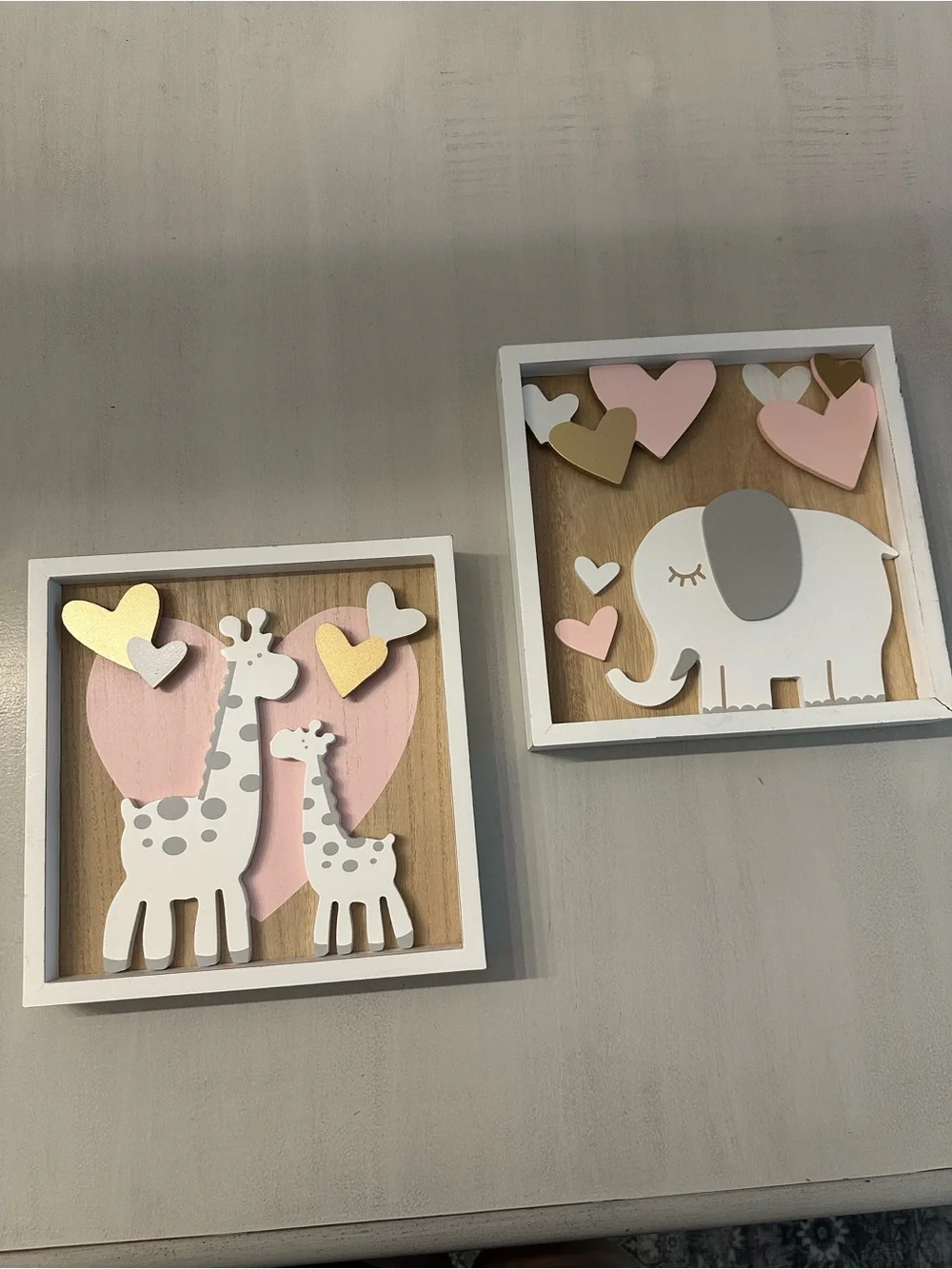 Hobby Lobby Elephant and Giraffe Room Decor 9.84” x 9.84”